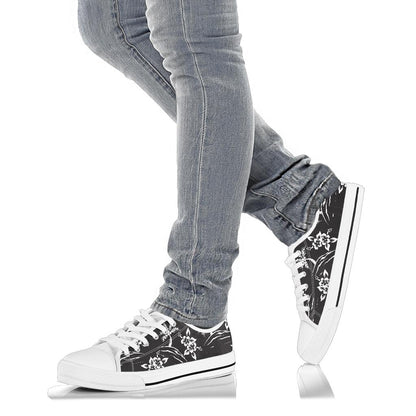 Palm Tree Pattern Print Design PT02 White Bottom Low Top Shoes