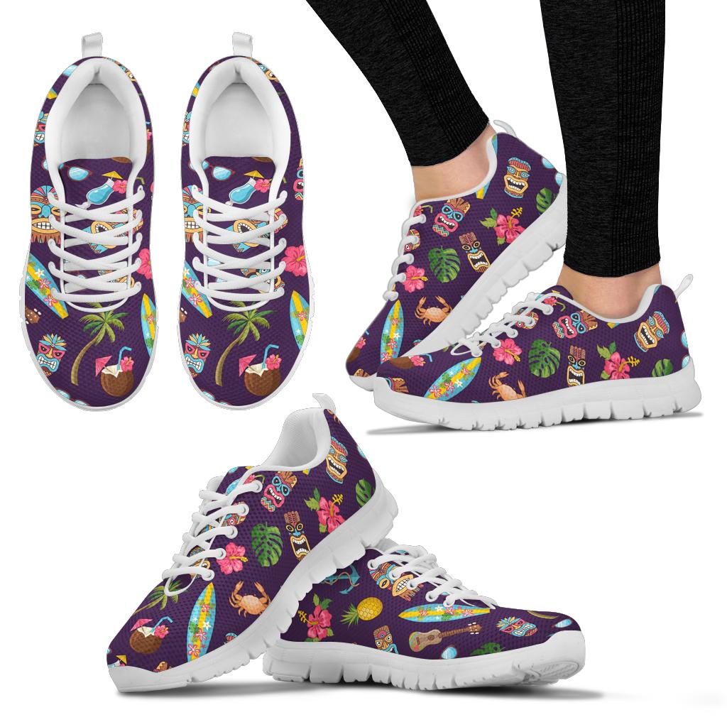 Hawaiian Themed Pattern Print Design H024 Sneakers White Bottom Shoes