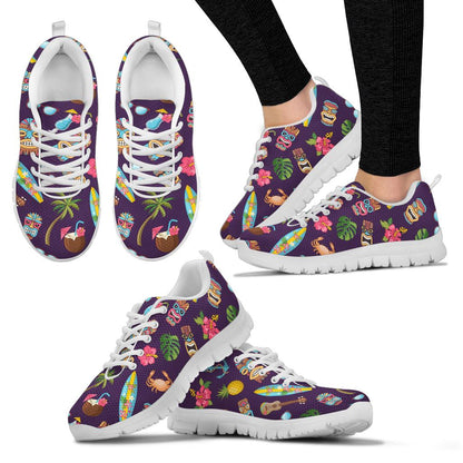 Hawaiian Themed Pattern Print Design H024 Sneakers White Bottom Shoes