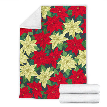 Poinsettia Pattern Print Design POT06 Fleece Blanket
