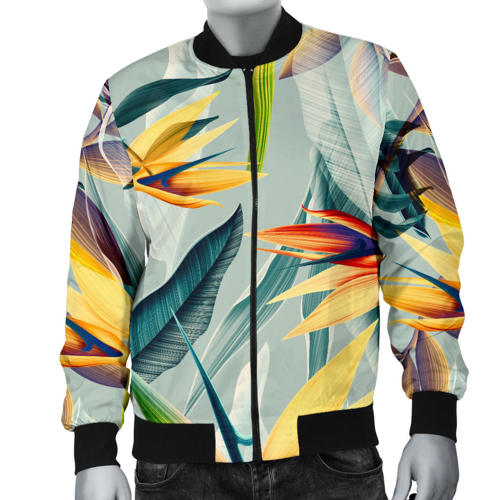 Tropical Flower Pattern Print Design TF022 Men Bomber Jacket