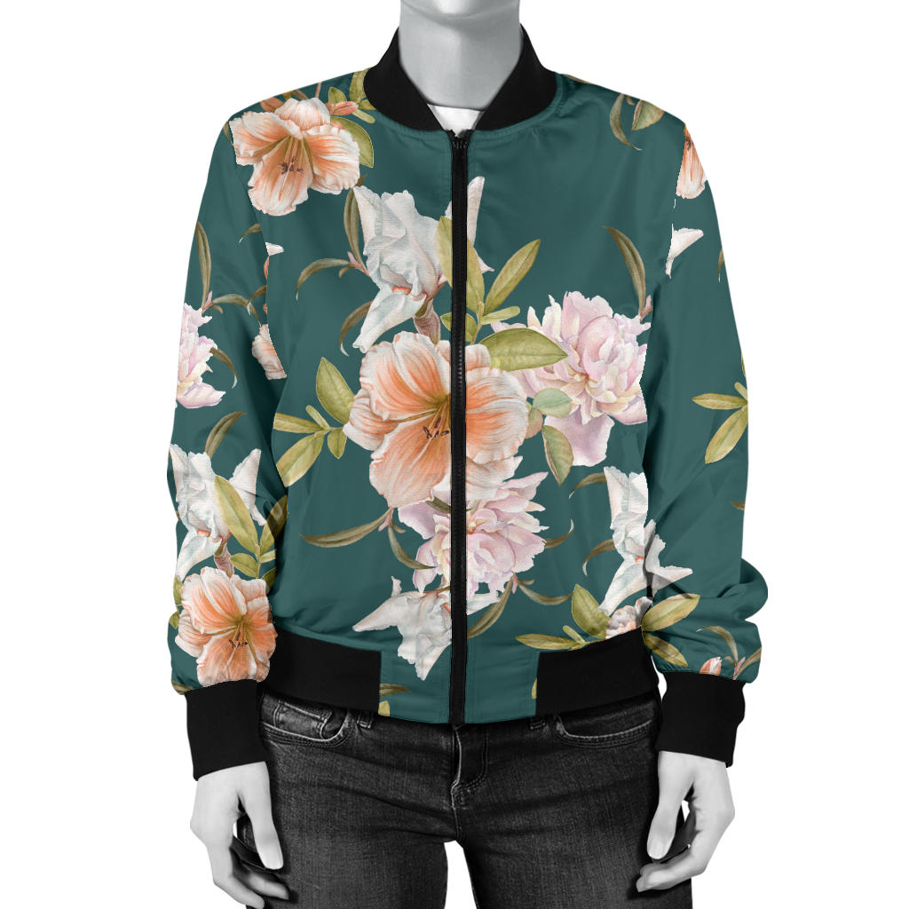 Iris Pattern Print Design IR01 Women Bomber Jacket