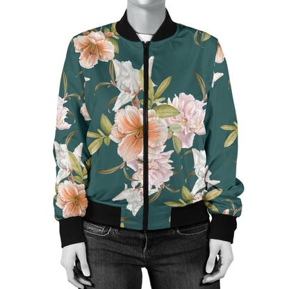 Iris Pattern Print Design IR01 Women Bomber Jacket