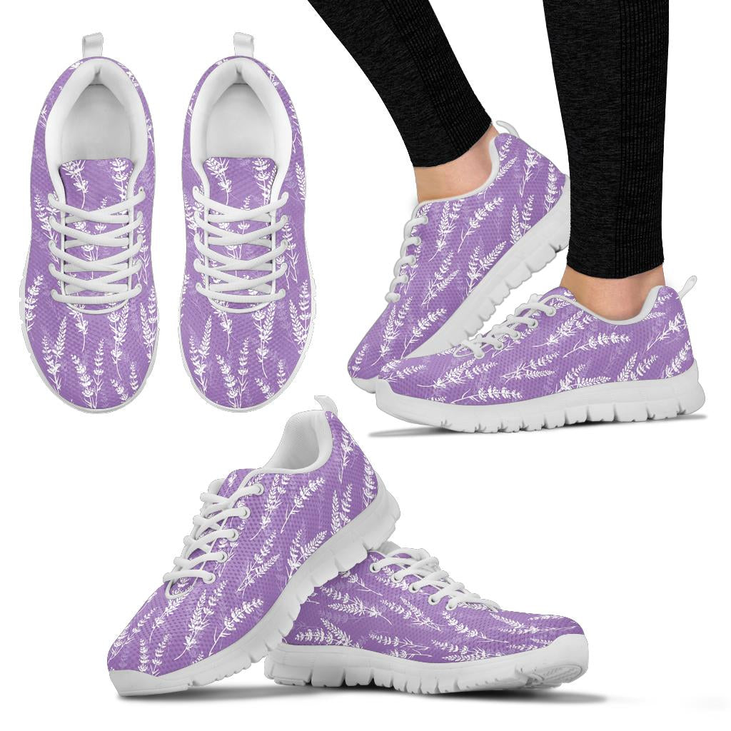 Lavender Pattern Print Design LV08 Sneakers White Bottom Shoes
