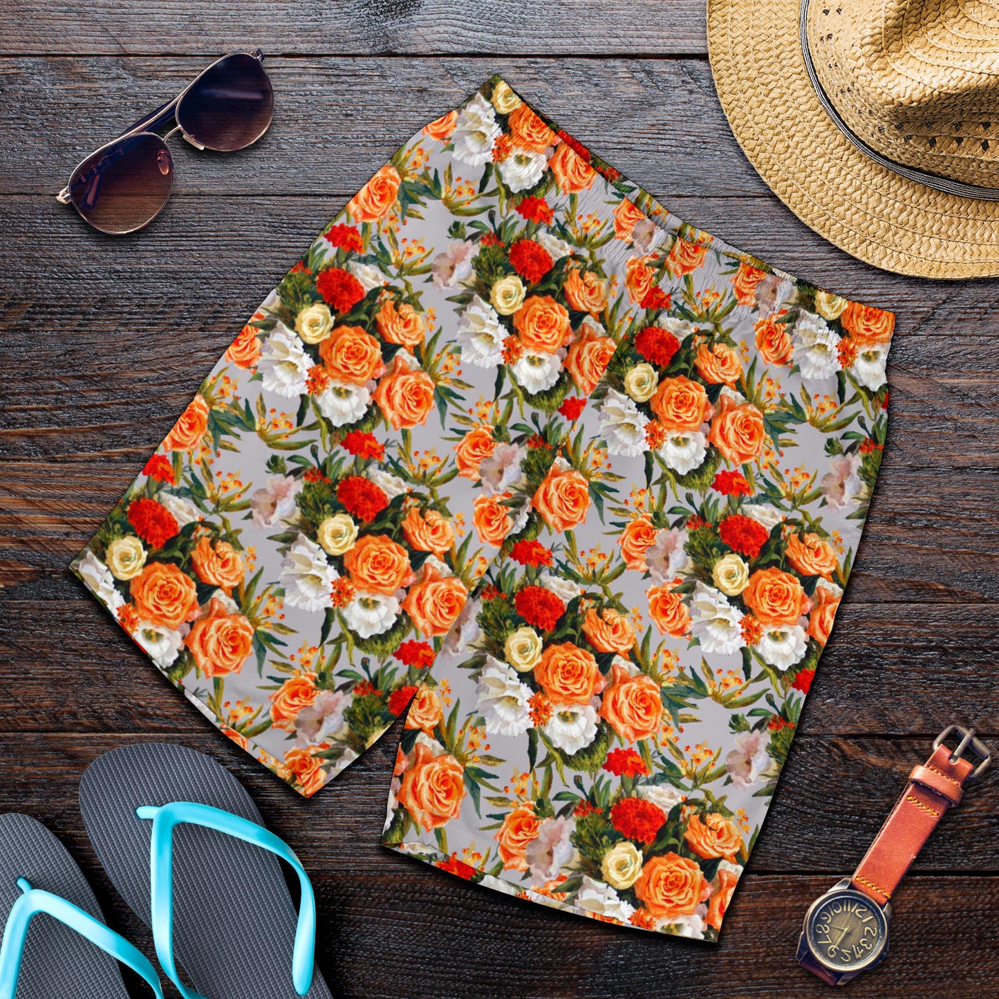 Lisianthus Pattern Print Design LT04 Mens Shorts