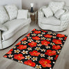 Red Hibiscus Pattern Print Design HB022 Area Rugs