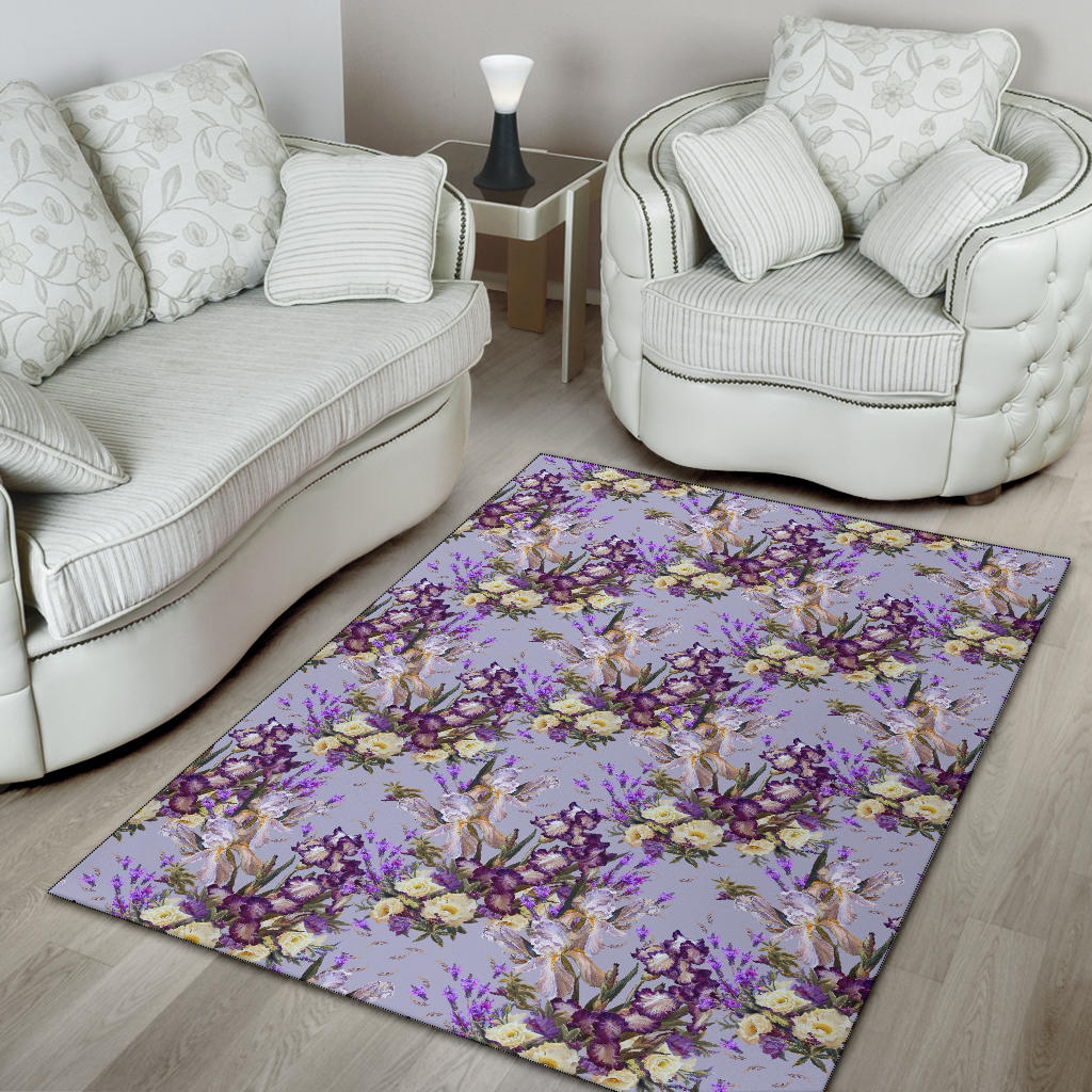 Iris Pattern Print Design IR07 Area Rugs