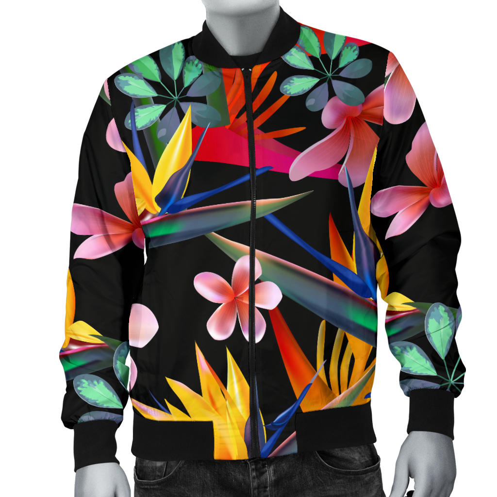 Tropical Flower Pattern Print Design TF015 Men Bomber Jacket