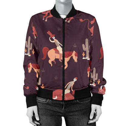 Rodeo Pattern Print Design A01 Women's Bomber Jacket