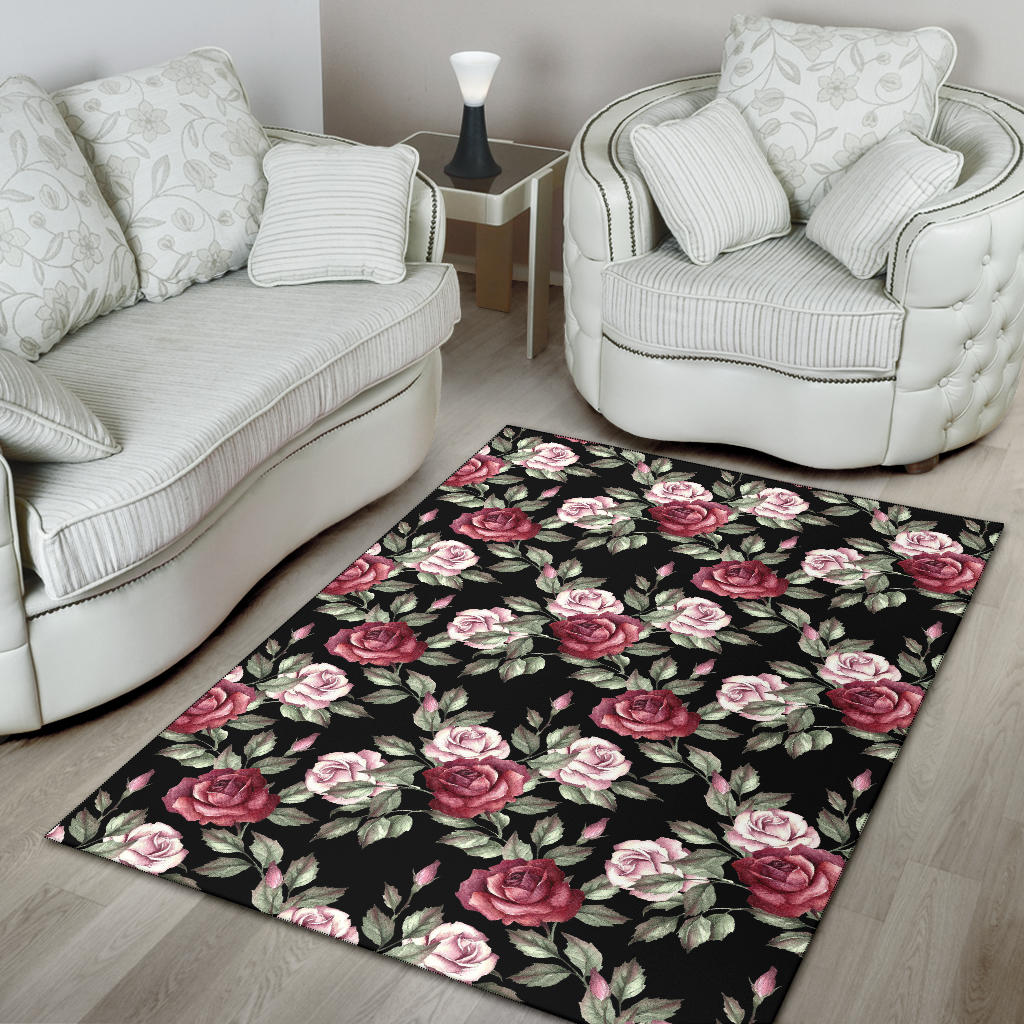 Rose Red Pink Pattern Print Design RO03 Area Rugs