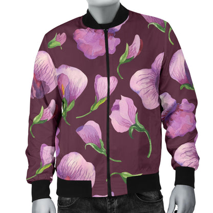 Peony Pattern Print Design PE010 Men Bomber Jacket