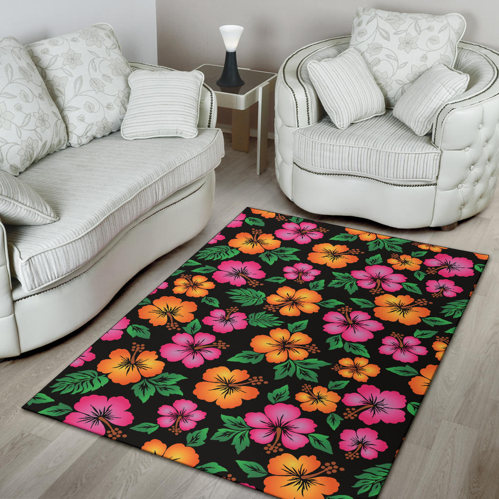 Hibiscus Pattern Print Design HB029 Area Rugs