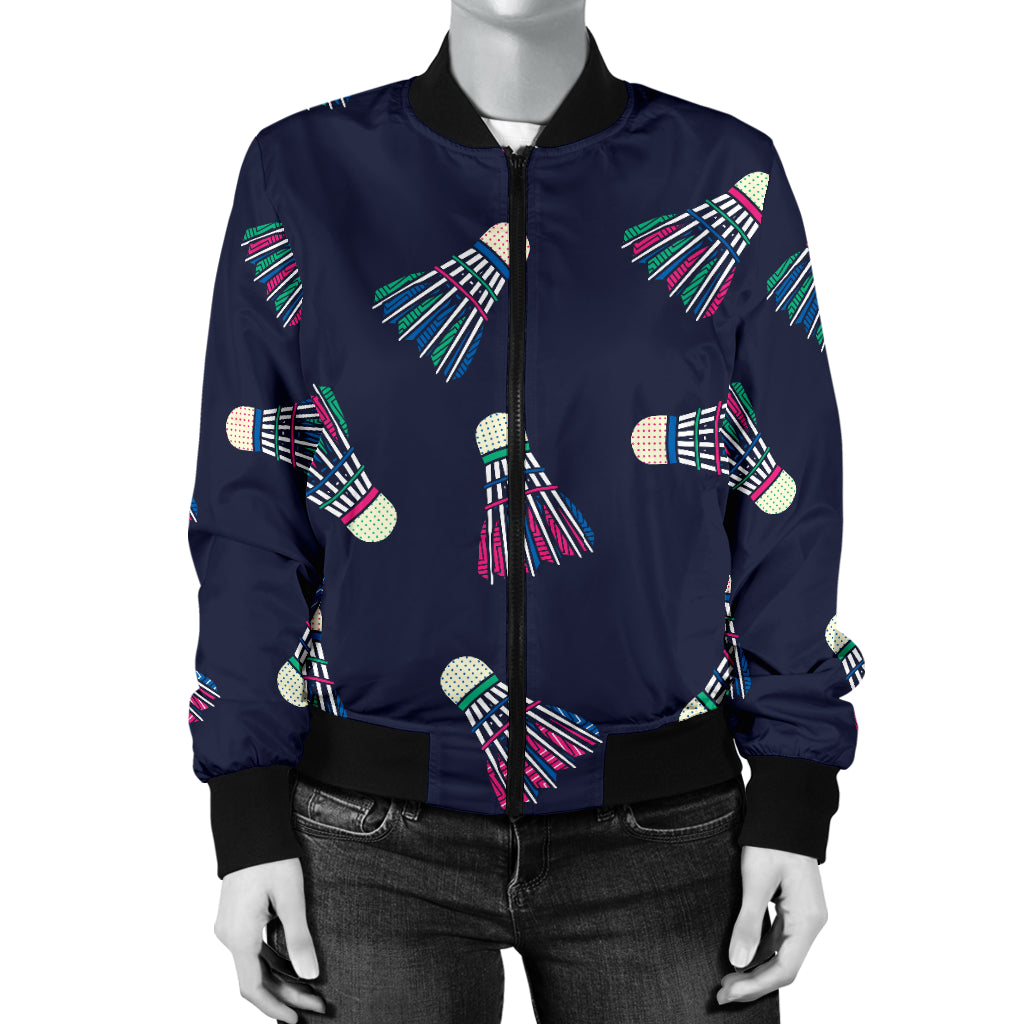 Badminton Ball Pattern Print Design 02 Women's Bomber Jacket