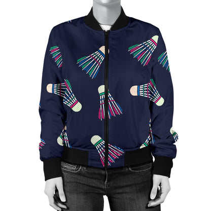 Badminton Ball Pattern Print Design 02 Women's Bomber Jacket