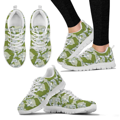 Lily Pattern Print Design LY08 Sneakers White Bottom Shoes