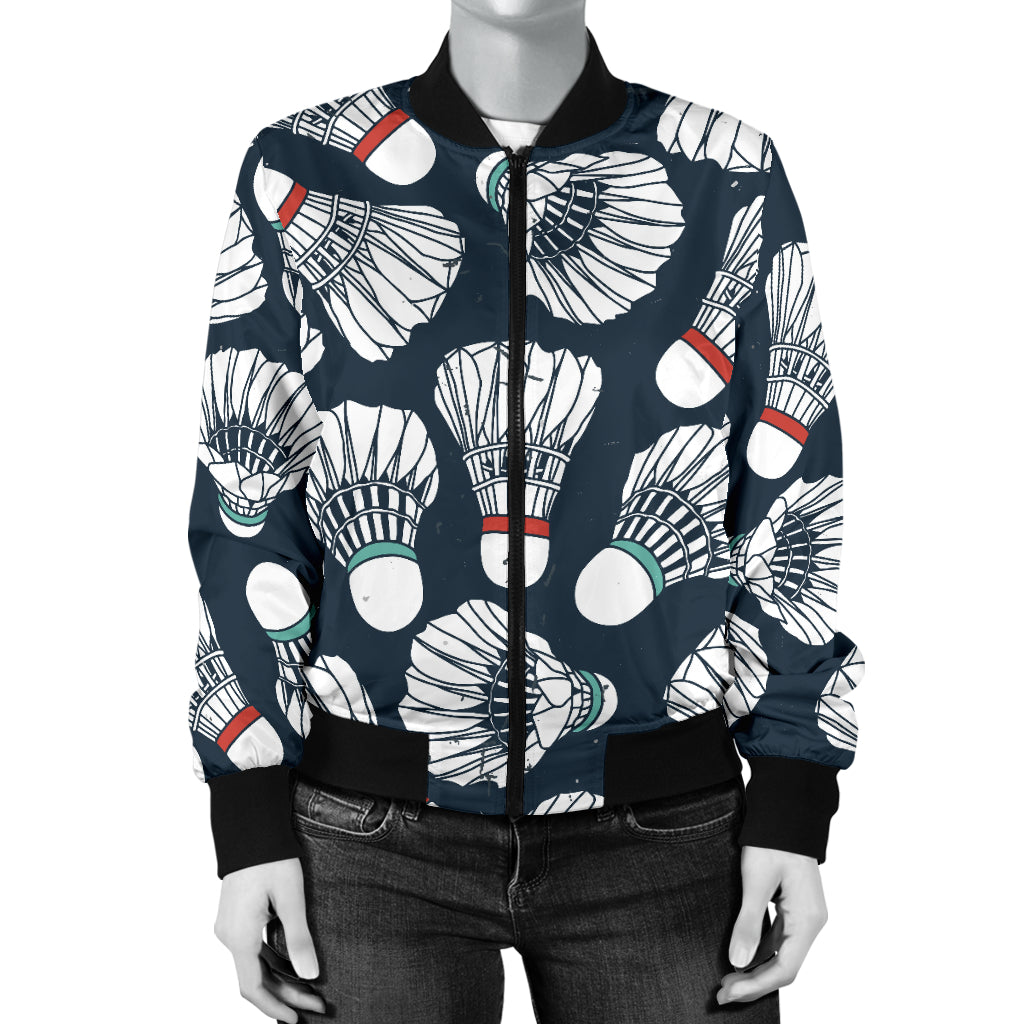 Badminton Ball Pattern Print Design 01 Women's Bomber Jacket