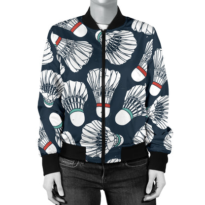 Badminton Ball Pattern Print Design 01 Women's Bomber Jacket