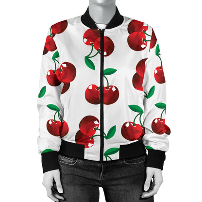 Cherry Pattern Print Design 01 Women's Bomber Jacket