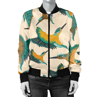 Kingfisher Pattern Print Design 02 Women's Bomber Jacket