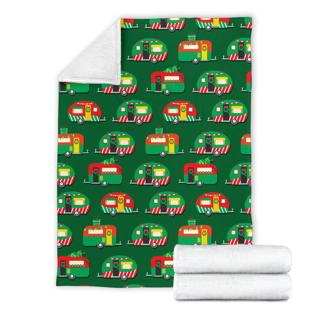 Camper Camping Christmas Themed Print Fleece Blanket