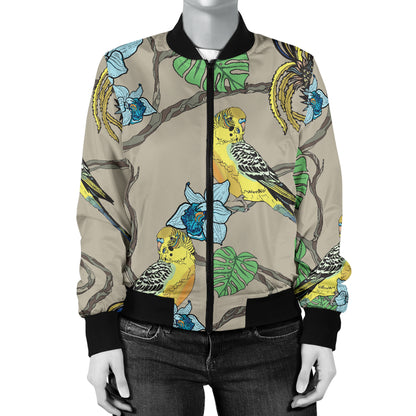 Parakeet Pattern Print Design A02 Women's Bomber Jacket