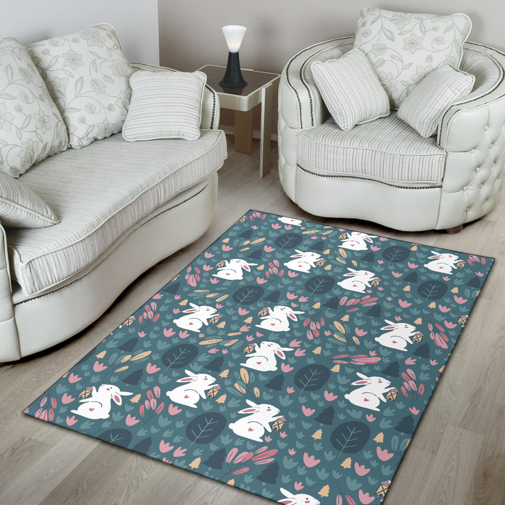 Rabbit Pattern Print Design RB013 Area Rugs