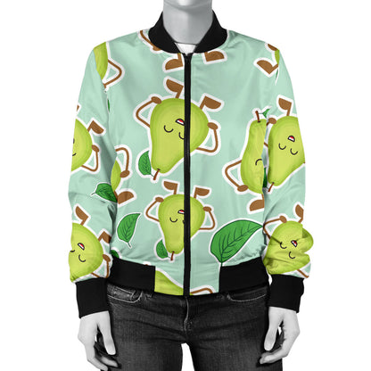 Avocado Pattern Print Design AC011 Women Bomber Jacket