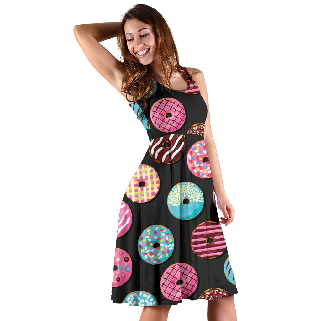 Donut Pattern Print Design DN02 Midi Dress