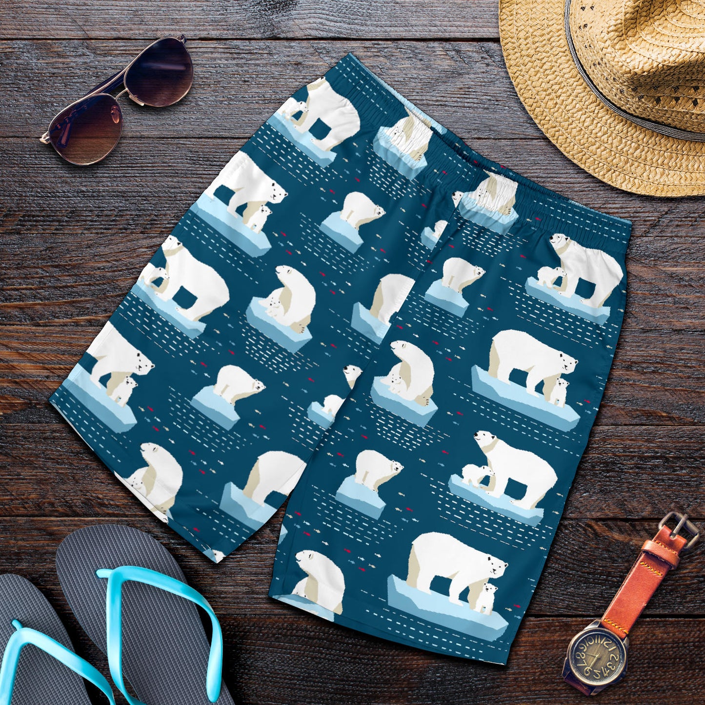 Polar Bear Pattern Print Design PB02 Mens Shorts