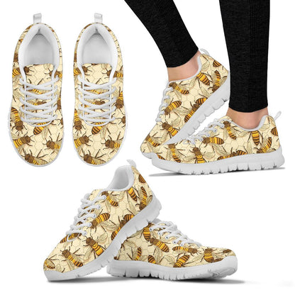 Bee Pattern Print Design BEE05 Sneakers White Bottom Shoes