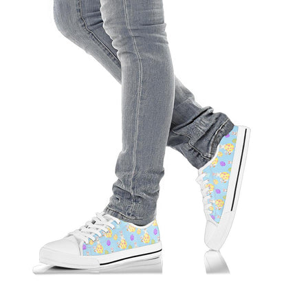 Easter Eggs Pattern Print Design RB015 White Bottom Low Top Shoes