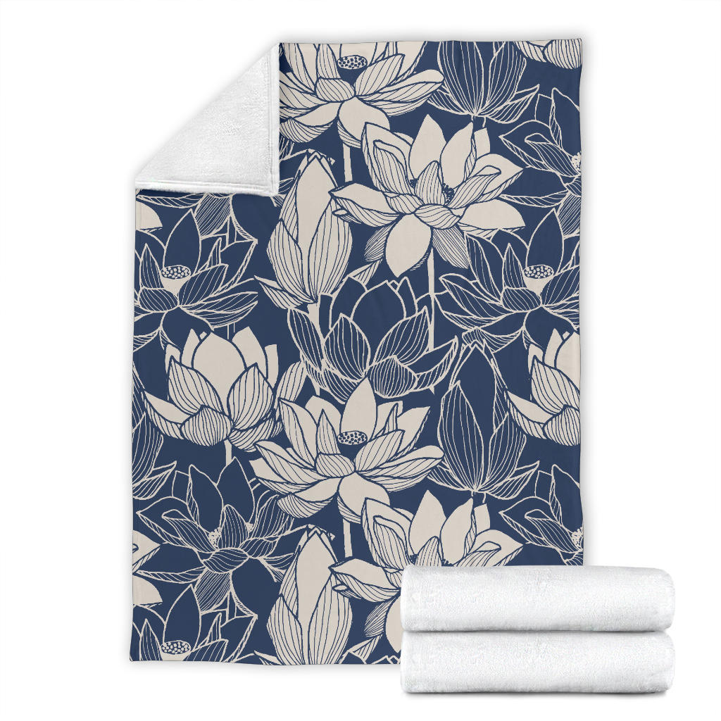 Water Lily Pattern Print Design WL04 Fleece Blanket