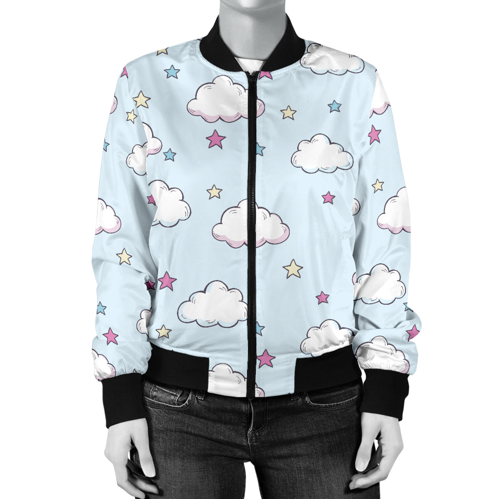 Cloud Pattern Print Design 01 Women's Bomber Jacket