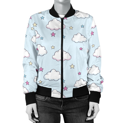 Cloud Pattern Print Design 01 Women's Bomber Jacket