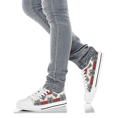 Native Indian Wolf White Bottom Low Top Shoes