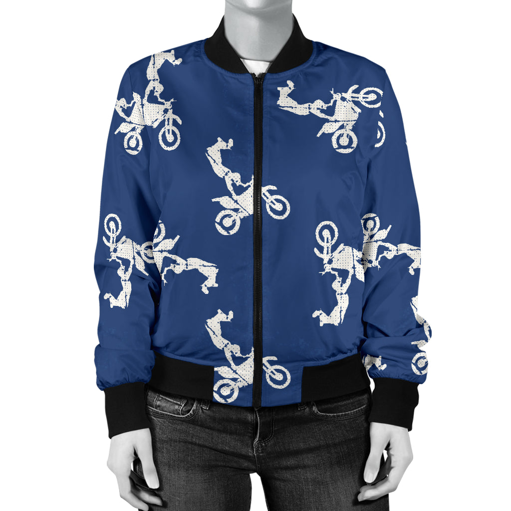 Motocross Pattern Print Design 01 Women's Bomber Jacket