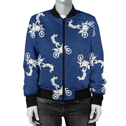 Motocross Pattern Print Design 01 Women's Bomber Jacket