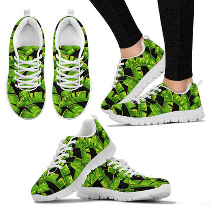 Banana Leaf Pattern Print Design BL06 Sneakers White Bottom Shoes