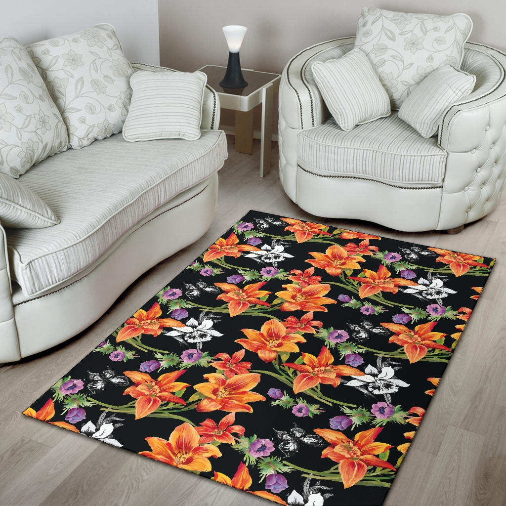 Tropical Flower Pattern Print Design TF02 Area Rugs