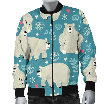 Bear Pattern Print Design BE04 Men Bomber Jacket