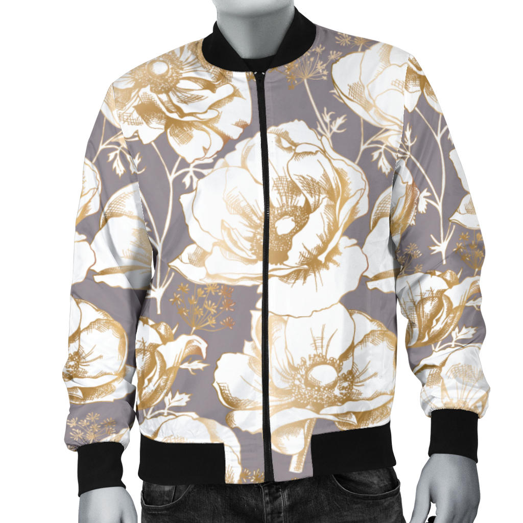 Anemone Pattern Print Design AM05 Men Bomber Jacket
