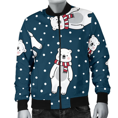 Polar Bear Pattern Print Design PB05 Men Bomber Jacket