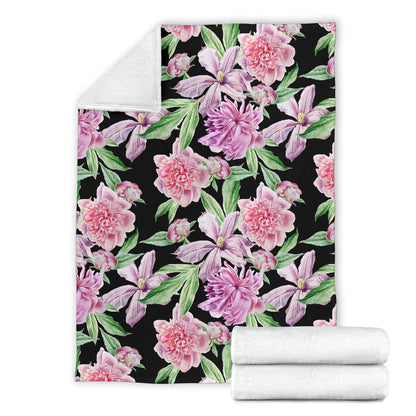 Peony Pattern Print Design PE08 Fleece Blanket