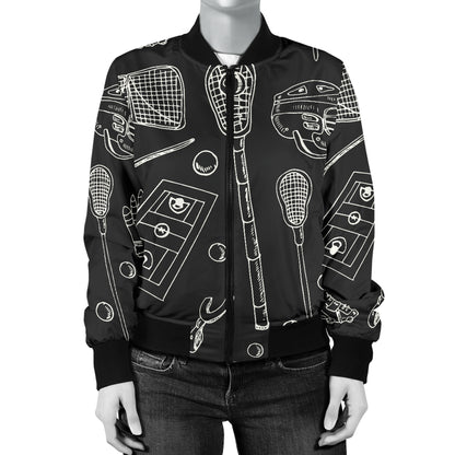 Lacrosse Pattern Print Design 01 Women's Bomber Jacket