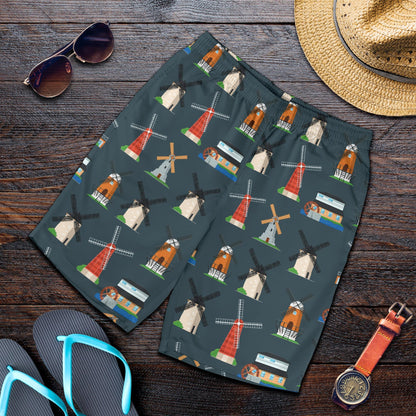Windmill Pattern Print Design 04 Mens Shorts