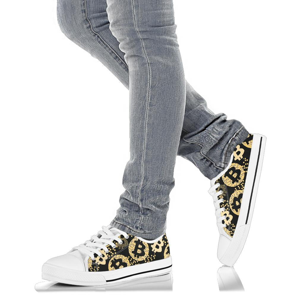 Bitcoin Pattern Print Design DO06 White Bottom Low Top Shoes