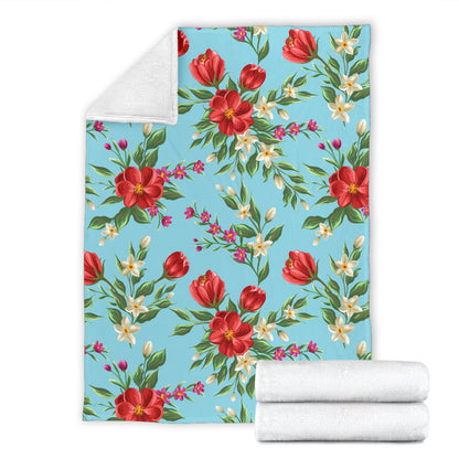 Summer Floral Pattern Print Design SF011 Fleece Blanket