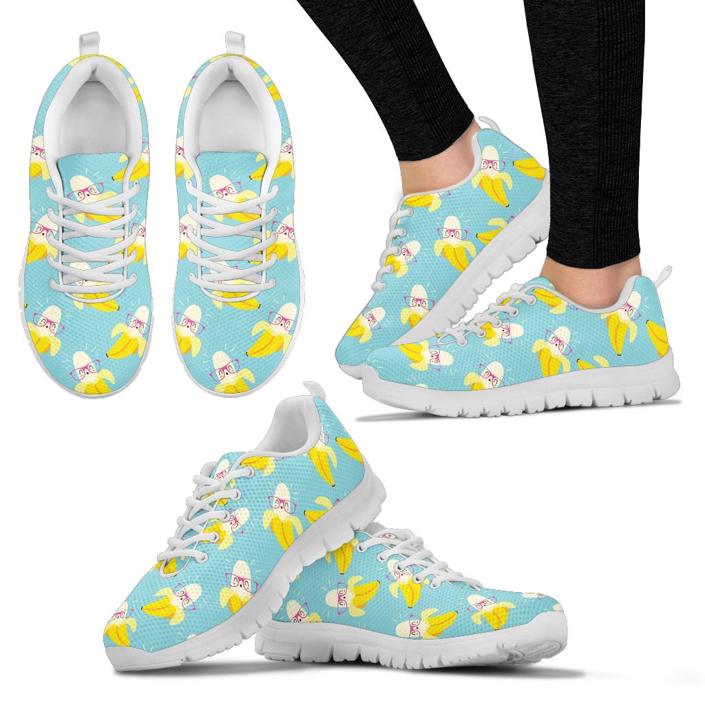 Banana Pattern Print Design BA07 Sneakers White Bottom Shoes