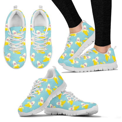 Banana Pattern Print Design BA07 Sneakers White Bottom Shoes