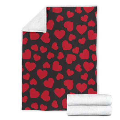 Heart Red Pattern Print Design HE01 Fleece Blanket